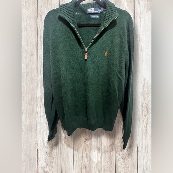 Polo Ralph Lauren Quarter Zip Dark Green 100% Pima Cotton Mens Size XL - Picture 1 of 9